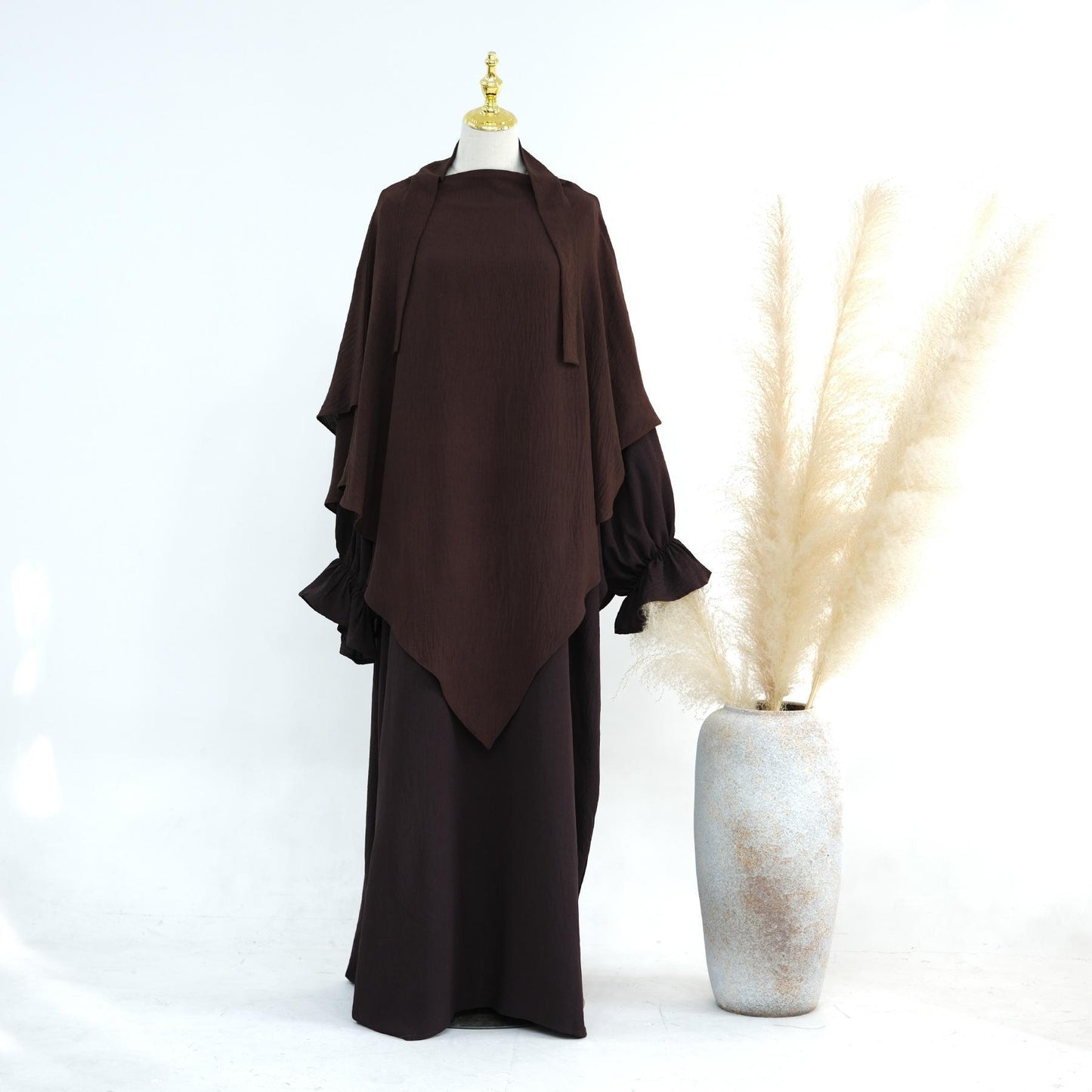HASASERIES HS1043 2pcs Set Abaya with One Layer Khimar
