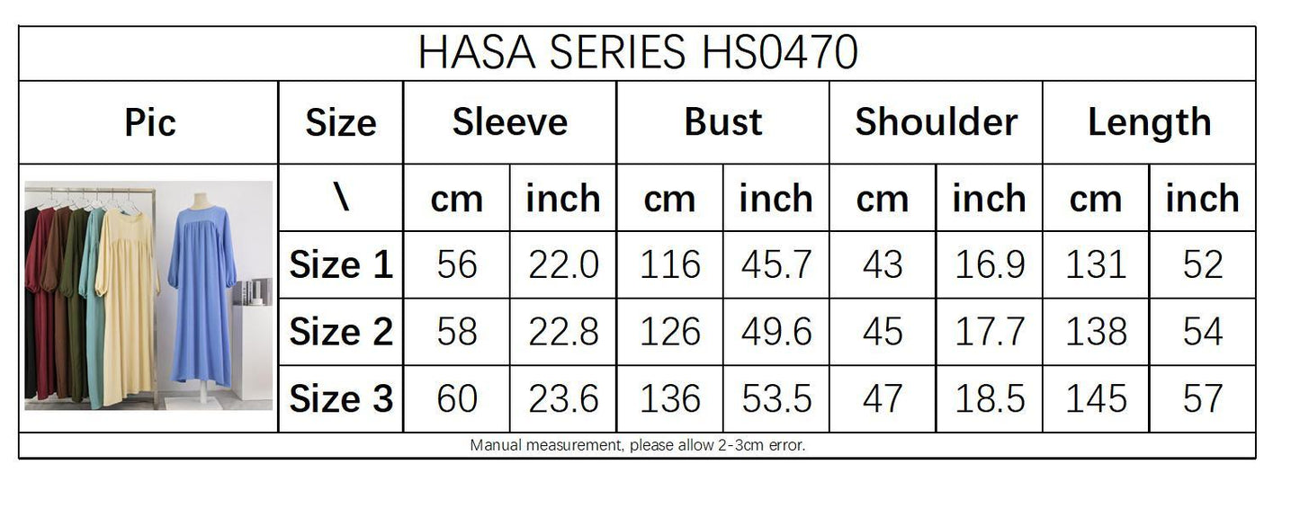 HS0470 Crepe Loose Plus Size Long Sleeve Solid Color Pullover Robe Pocket