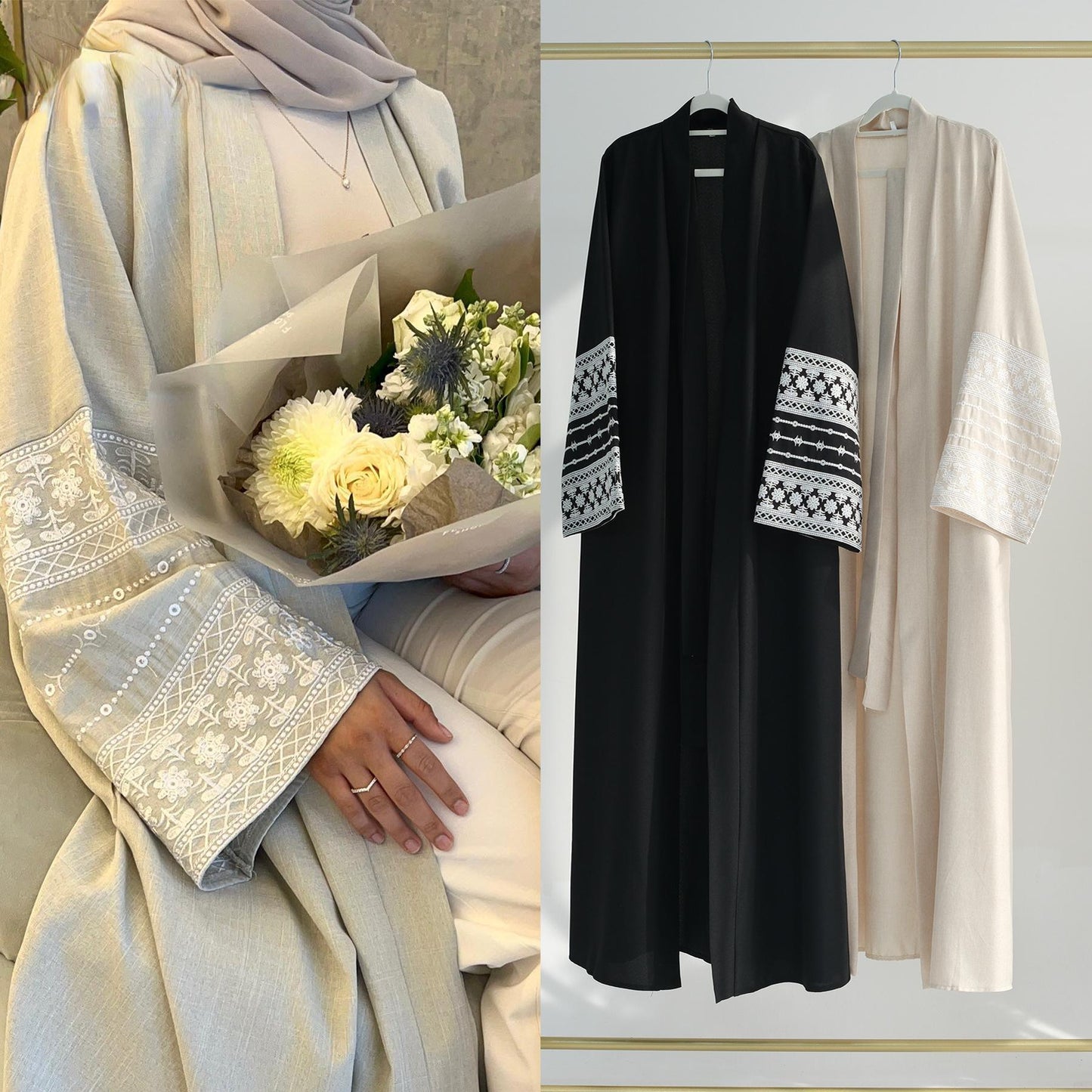 HASASERIES HS0994 Embroidered Elegant Cardigan Robe