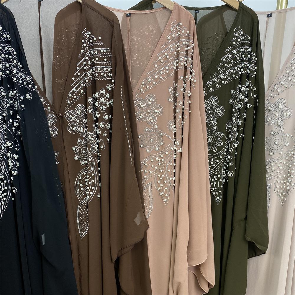 Robe cardigan musulmane à strass HASASERIES HS1085