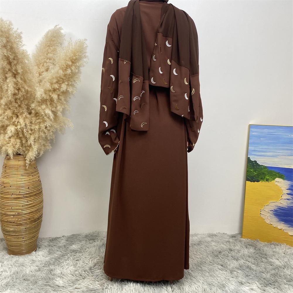 HASASERIES HS0927 Explosions Heavy Industry Embroidery Cardigan Abaya