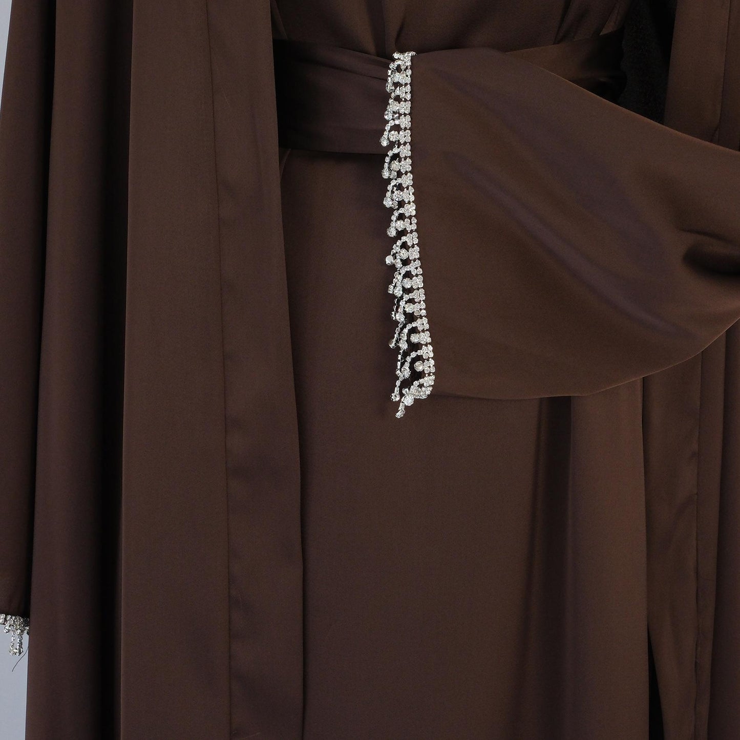 HASASERIES HS1047 1pcs Solid Color Beaded Cardigan Robe