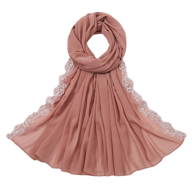 Écharpe en mousseline de soie et dentelle tendance HASASERIES HS1124