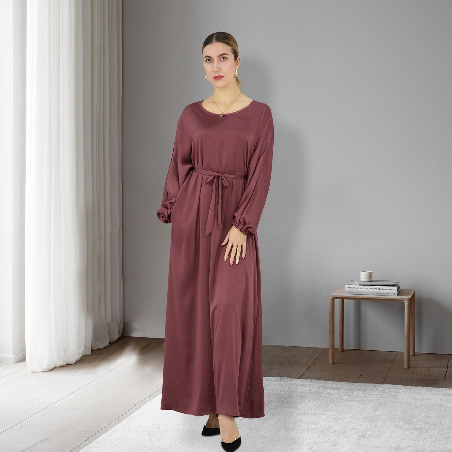 HASASERIES HS0712 Solid Large Multi Color Robe Dress