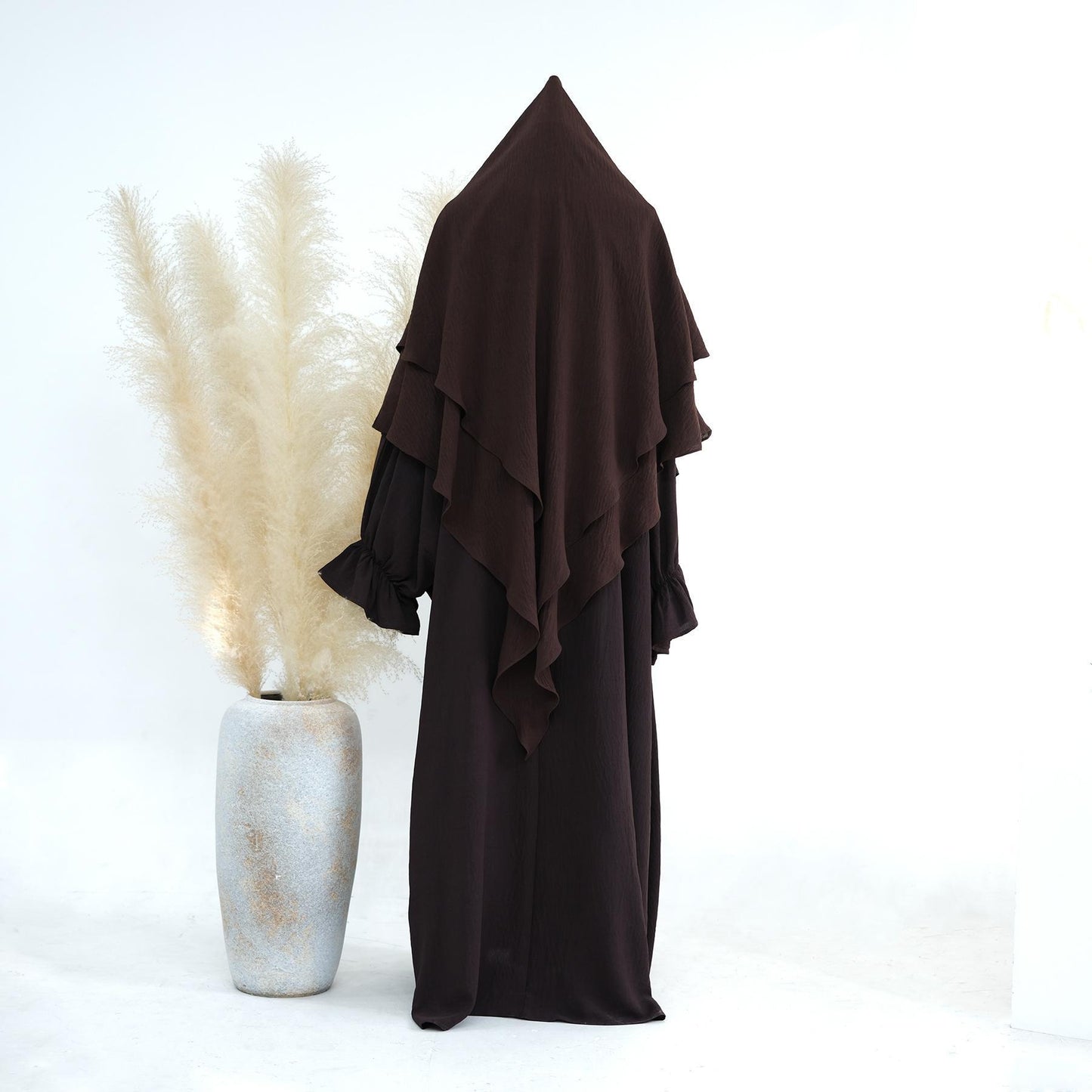 HASASERIES HS1044 2pcs Set Abaya with Two Layer Khimar