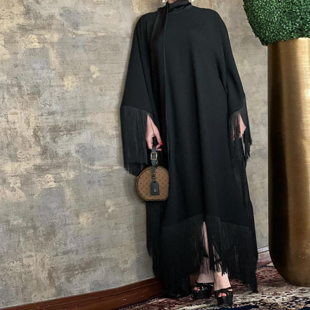 HS0467 Ladies Dolman Sleeve Tassel Kaftan High Fashion Dress modest party dress