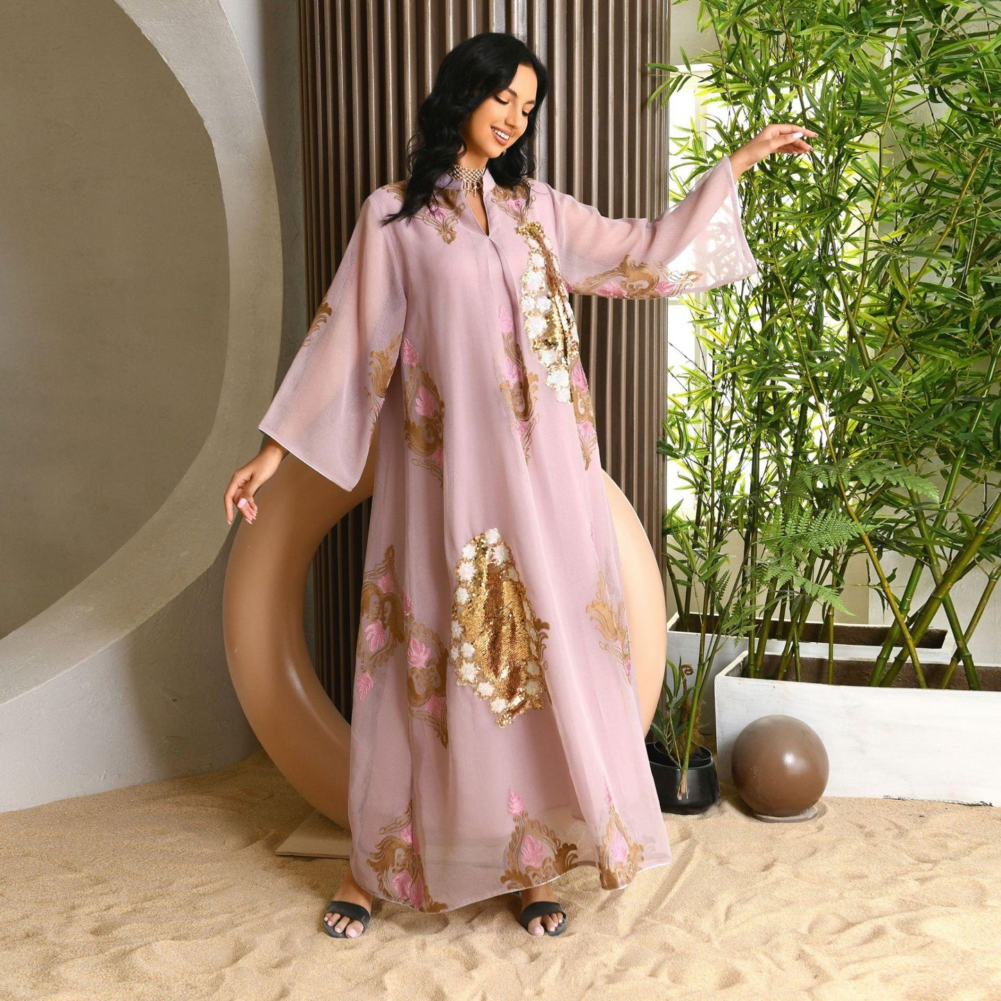 HASASERIES HS0443 Muslim Embroidered Dress