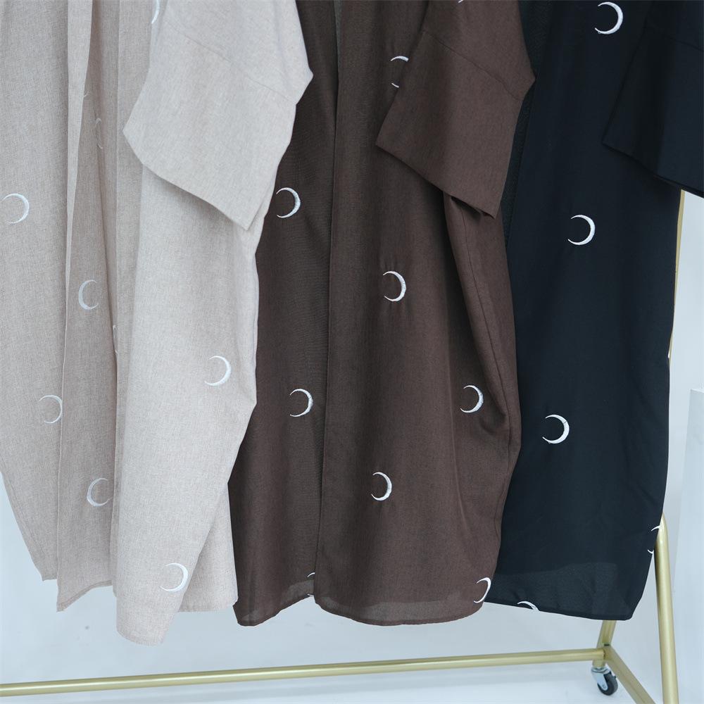 HASASERIES HS0935 Moon Embroidered Elegant Cardigan Abaya