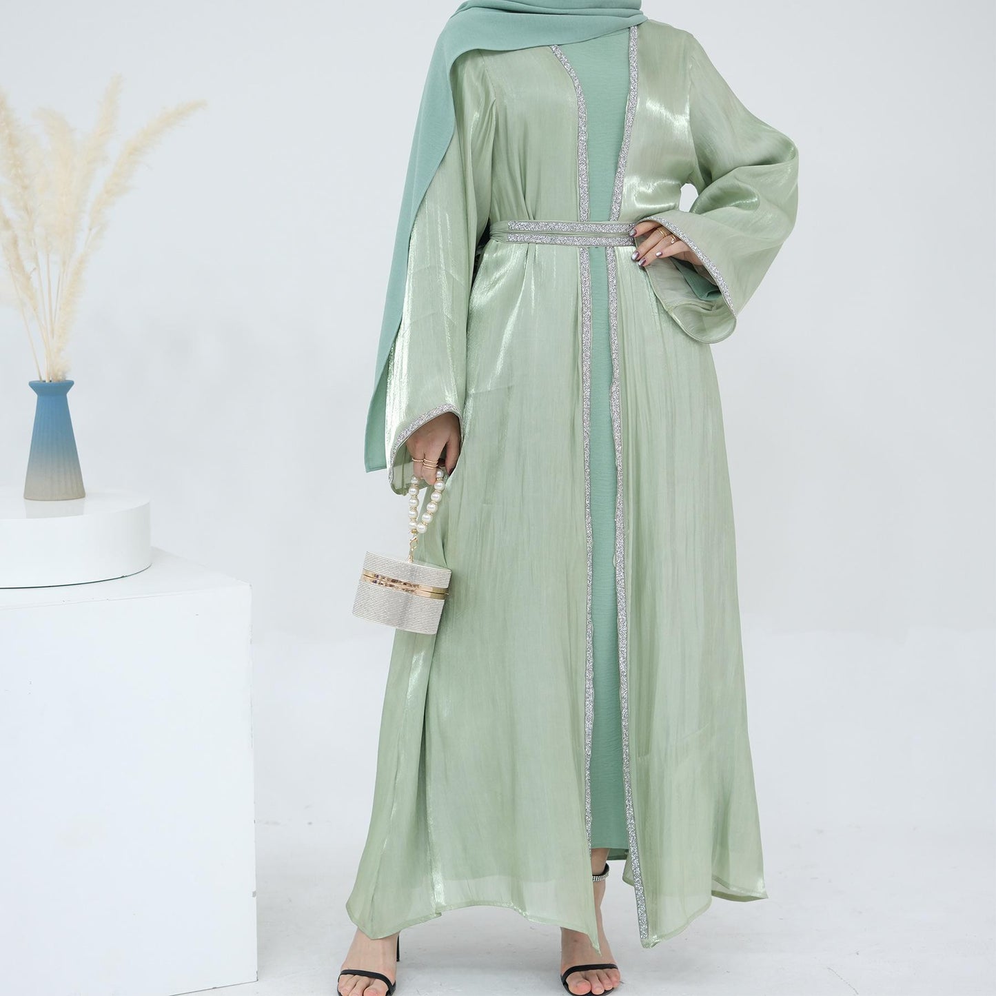 HASASERIES HS1184 Ensemble 2 pièces cardigan + robe intérieure