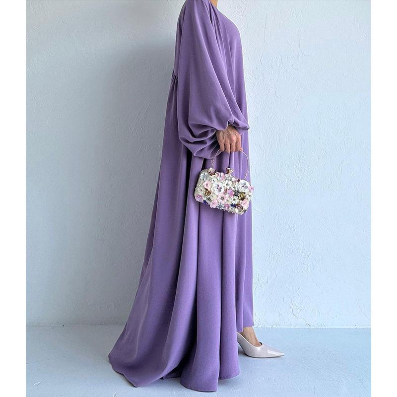 HS0479 Two Pieces Set Nidha Open Abaya with Bubble Sleeves and Inner Dress