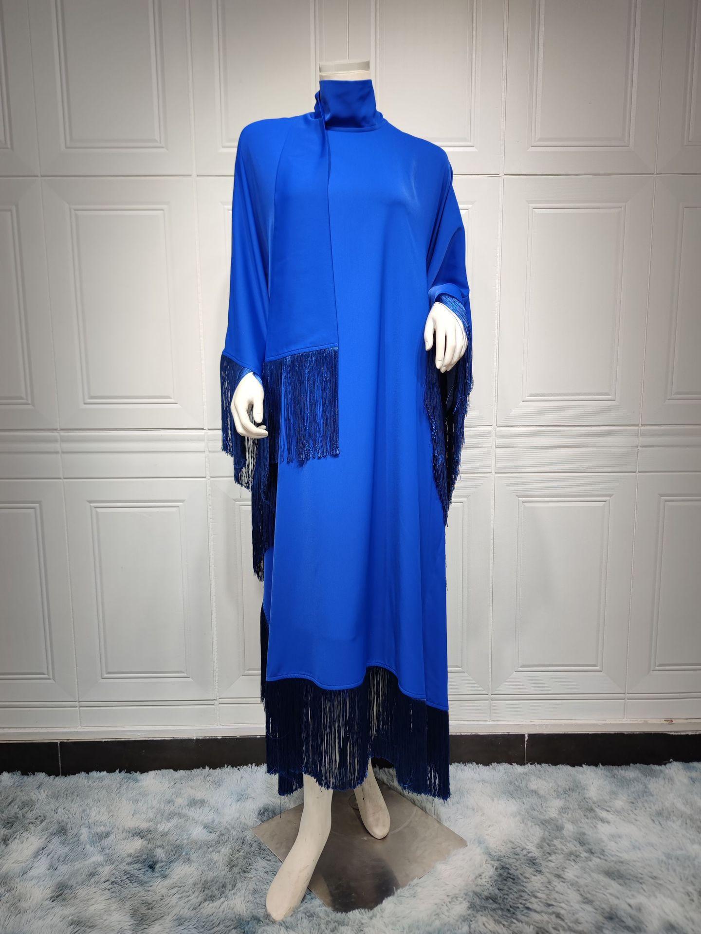 HS0467 Ladies Dolman Sleeve Tassel Kaftan High Fashion Dress modest party dress