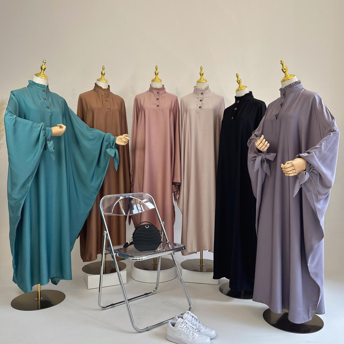 HASASERIES HS0716 Large Swing Solid Robe Dress