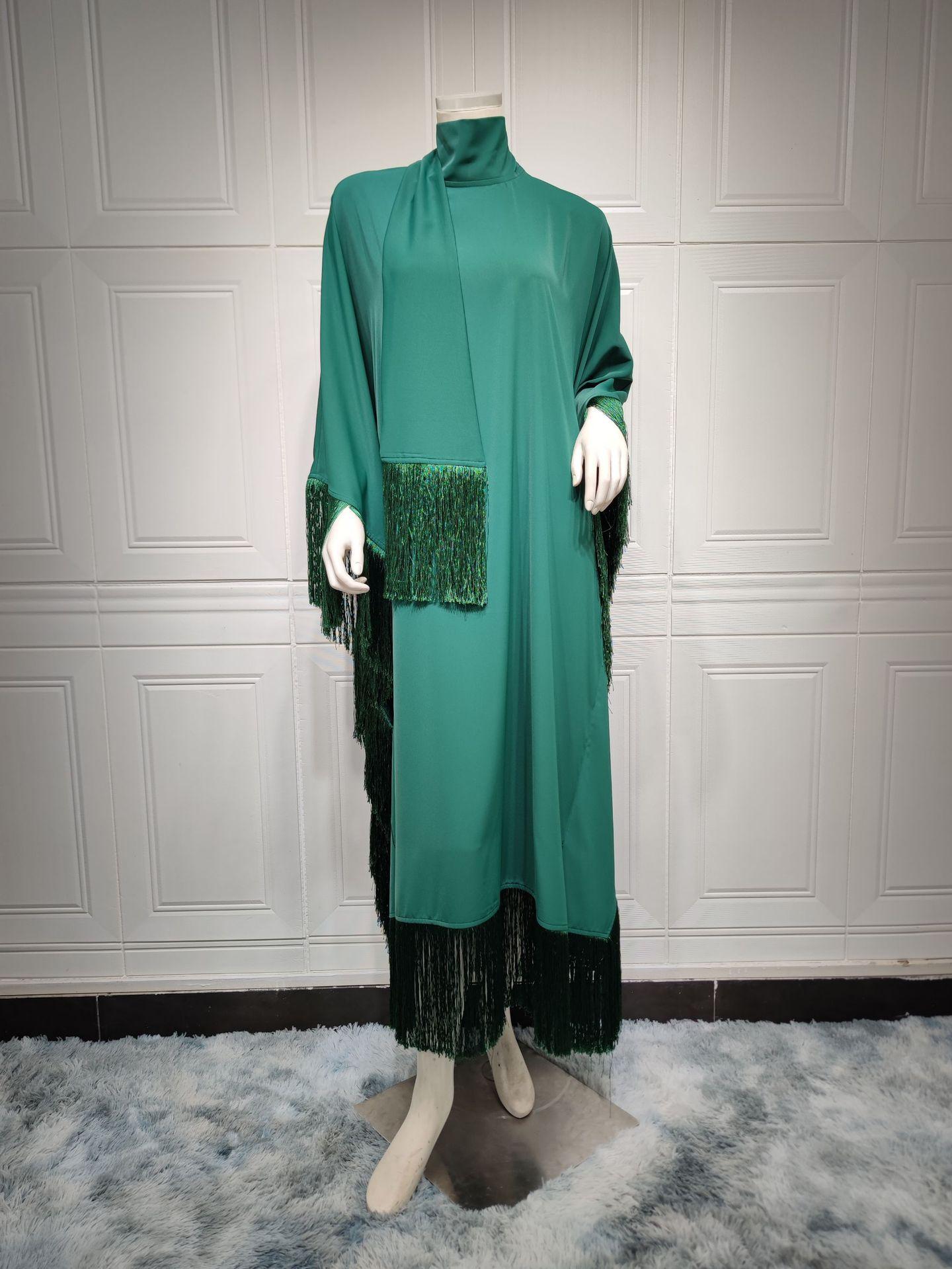 HS0467 Ladies Dolman Sleeve Tassel Kaftan High Fashion Dress modest party dress