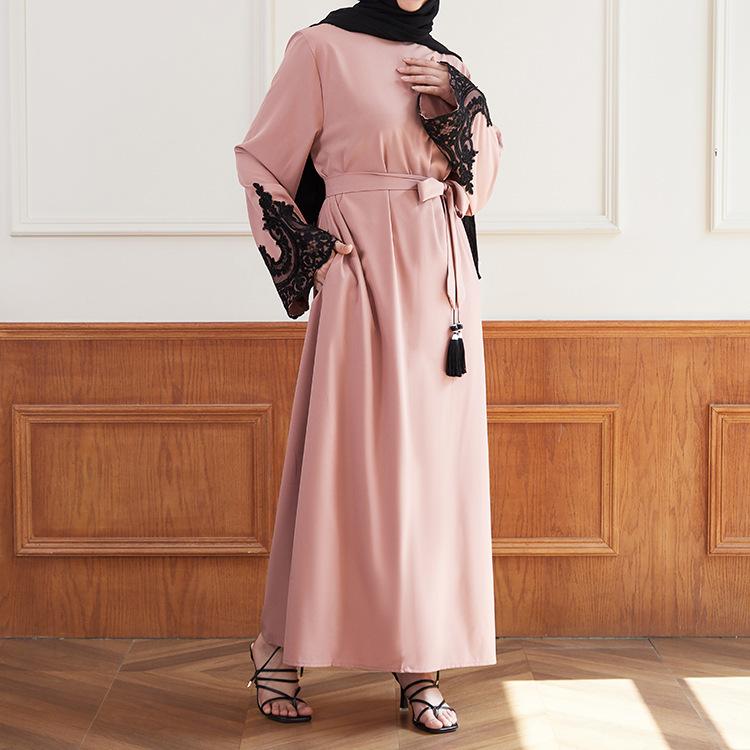 HASASERIES HS0627 Embroidered Sequin Cuff Robe