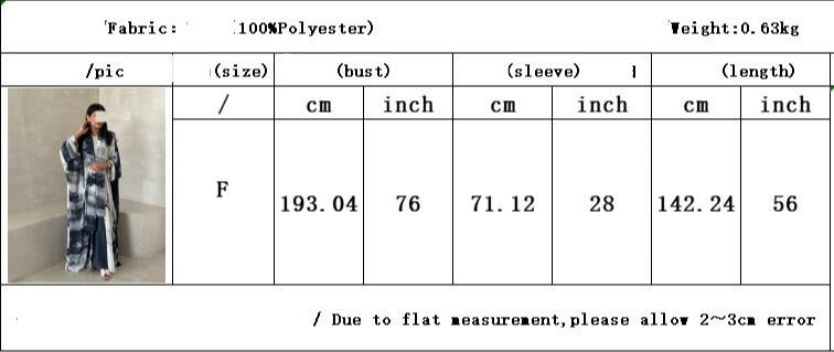 HS6638 Chiffon Printed Cardigan Two-piece Long Coat with Headscarf