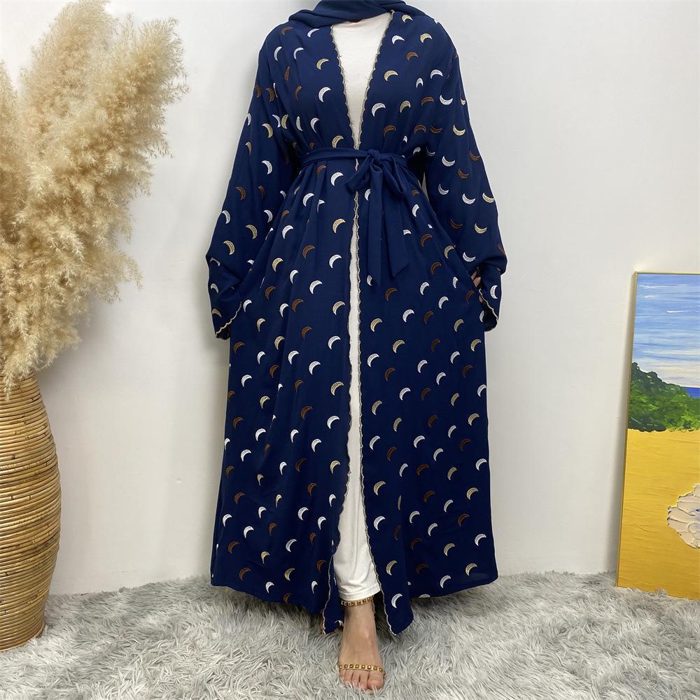 HASASERIES HS0927 Explosions Heavy Industry Embroidery Cardigan Abaya