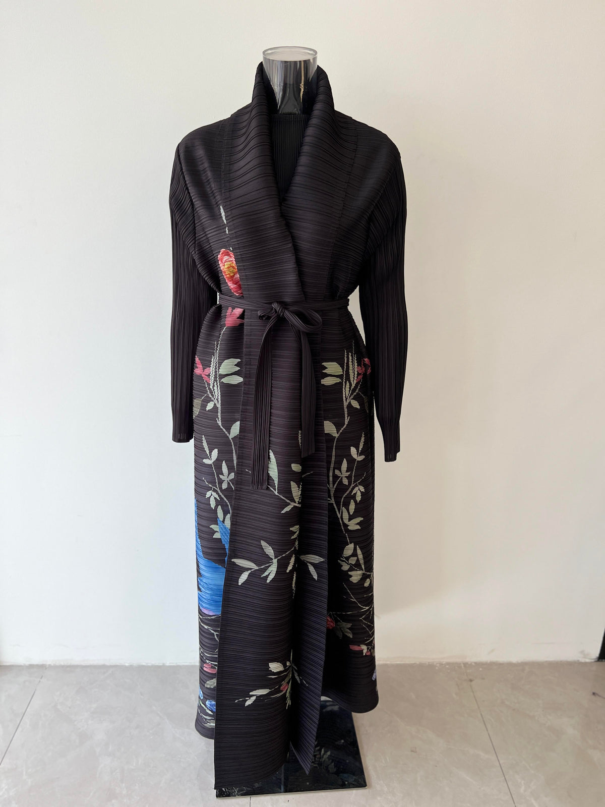 HS6707 Midnight Serenade ,Black Maxi Dress with Striking Bird Embroidery