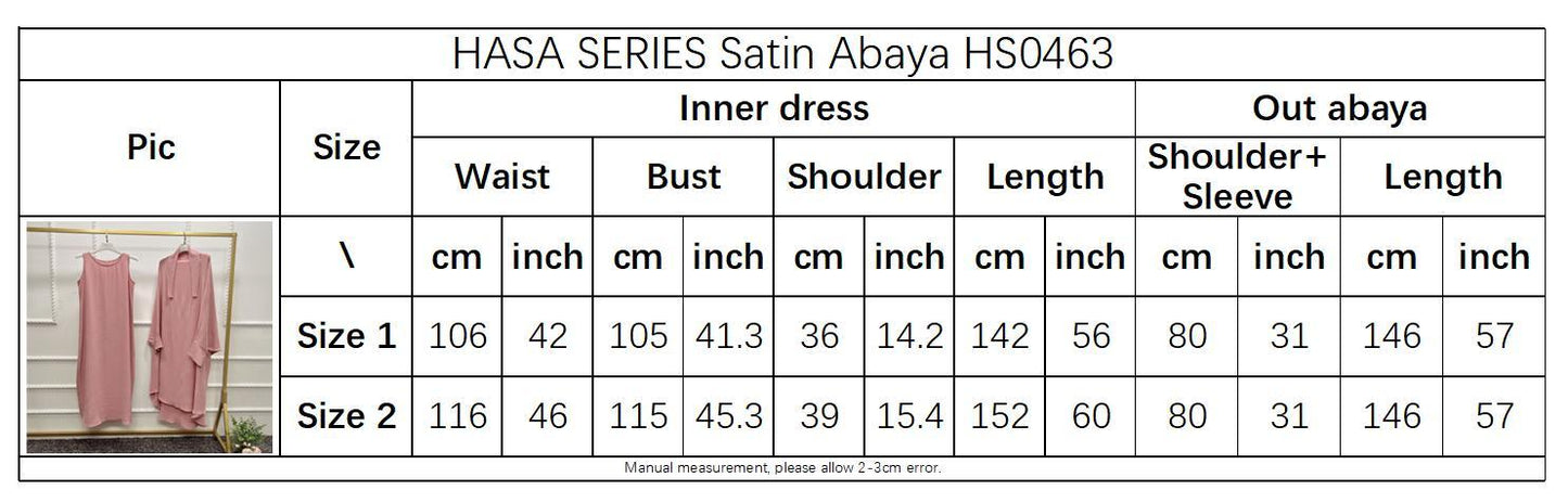 HS0464 2 PCS SET Middle Eastern Solid Color Robe Set Dress