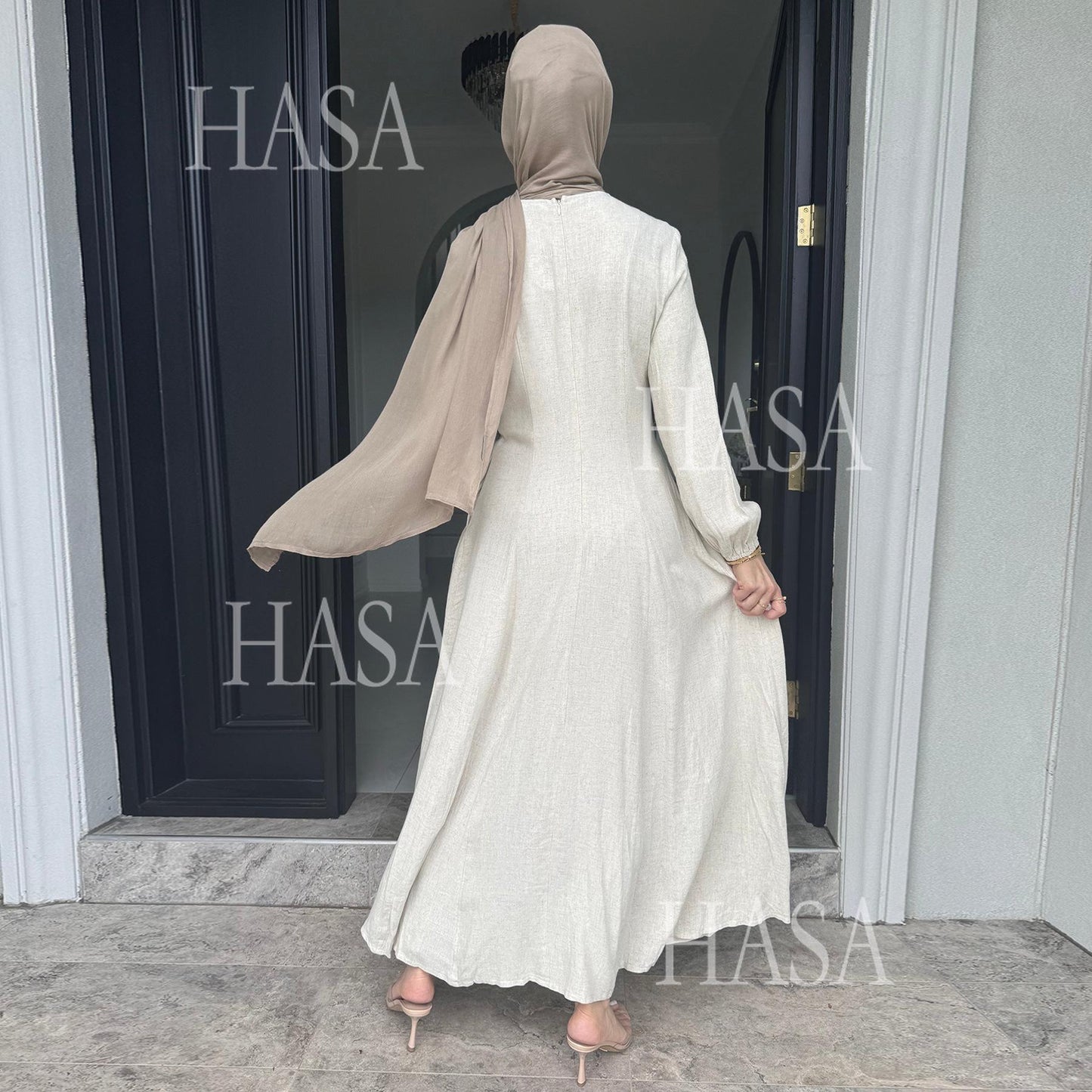 HASA HS5868 Solid Color Swing Comfortable Dress Robe Waist Cinching