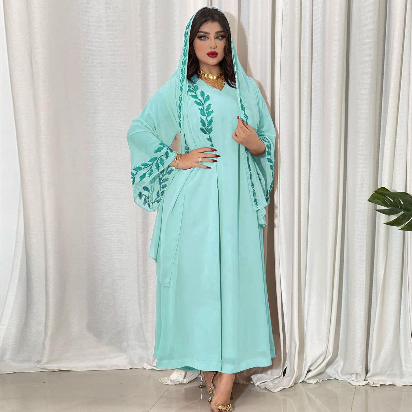 HASASERIES HS1050 2pcs Chiffon Long Muslim Dress with Hijab
