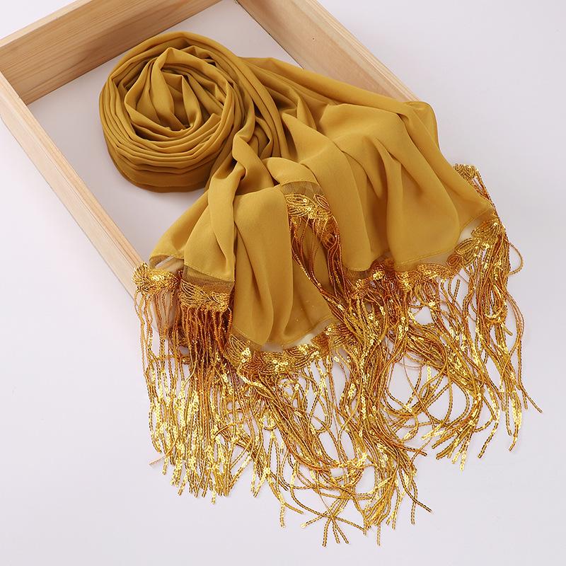 HASASERIES HS1139 Pearl Chiffon Scarf