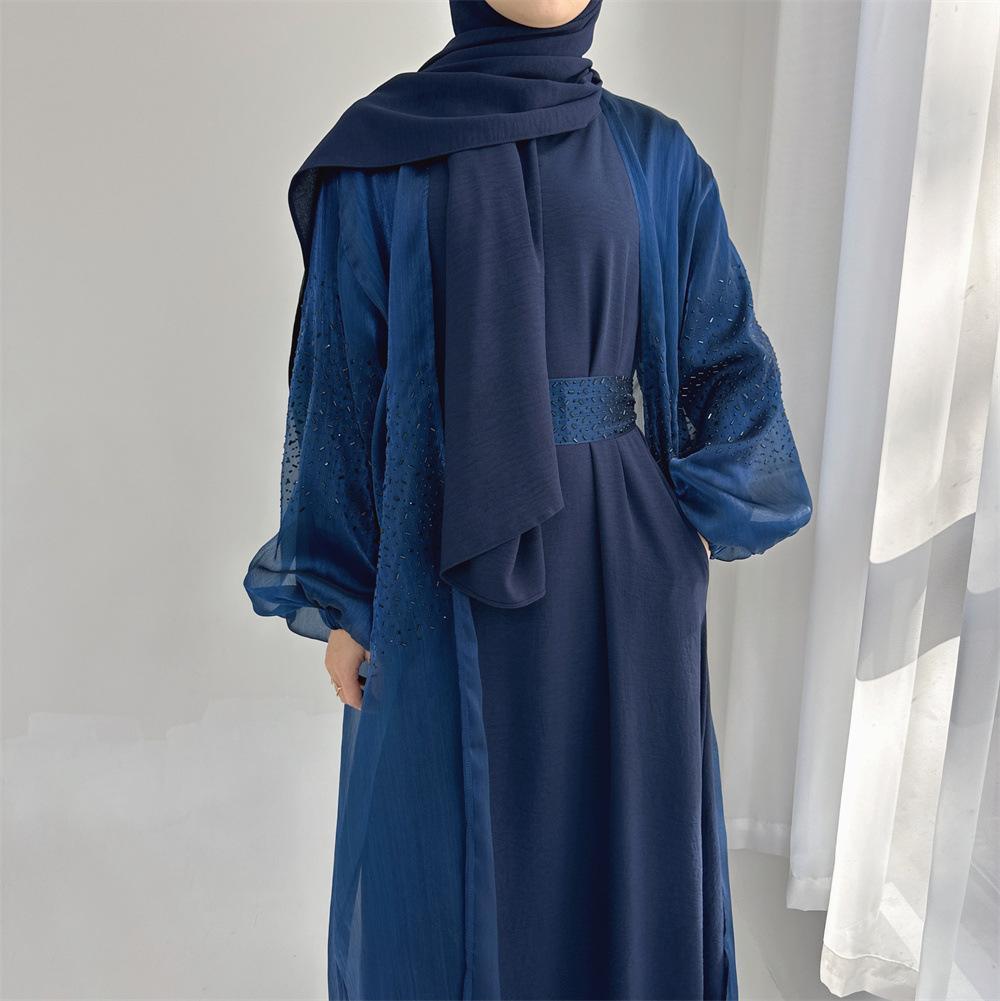 HASASERIES HS0932 3 Pcs Set Cardigan+Inner Dress+Hijab