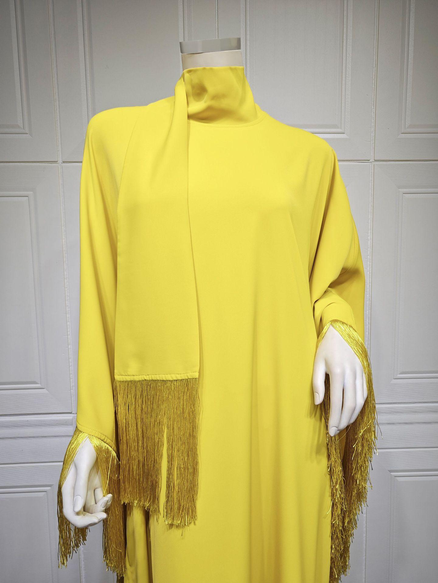 HS0467 Ladies Dolman Sleeve Tassel Kaftan High Fashion Dress modest party dress