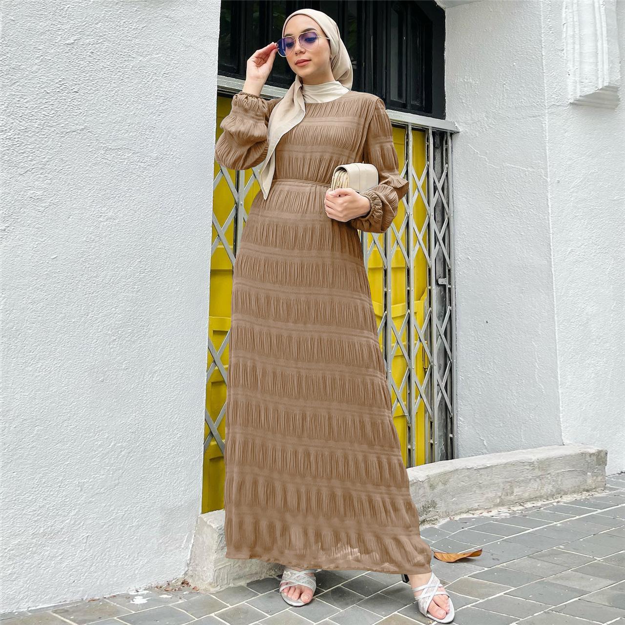 HASASERIES HS1049 Long Chiffon Pleated Dress