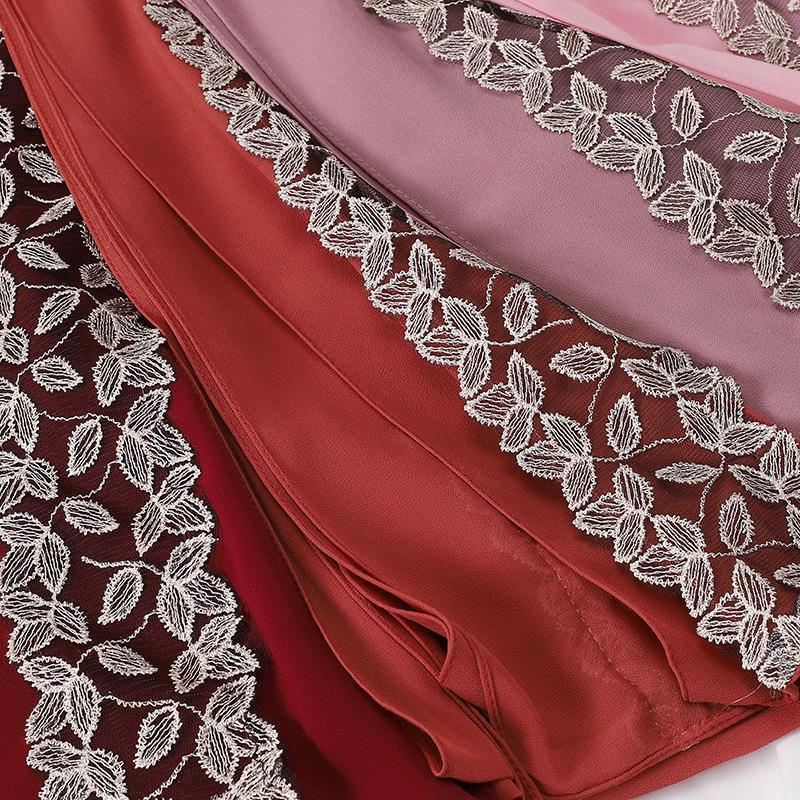 HASASERIES HS1130 Foulard en mousseline de soie et dentelle perlée