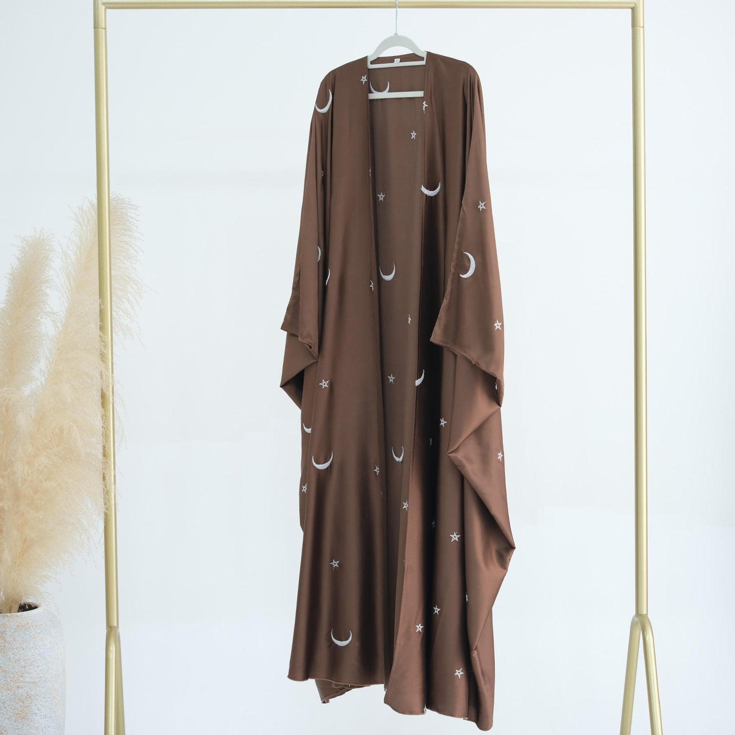 HASASERIES HS1171 Moon Embroidered Robe Kaftan Abaya