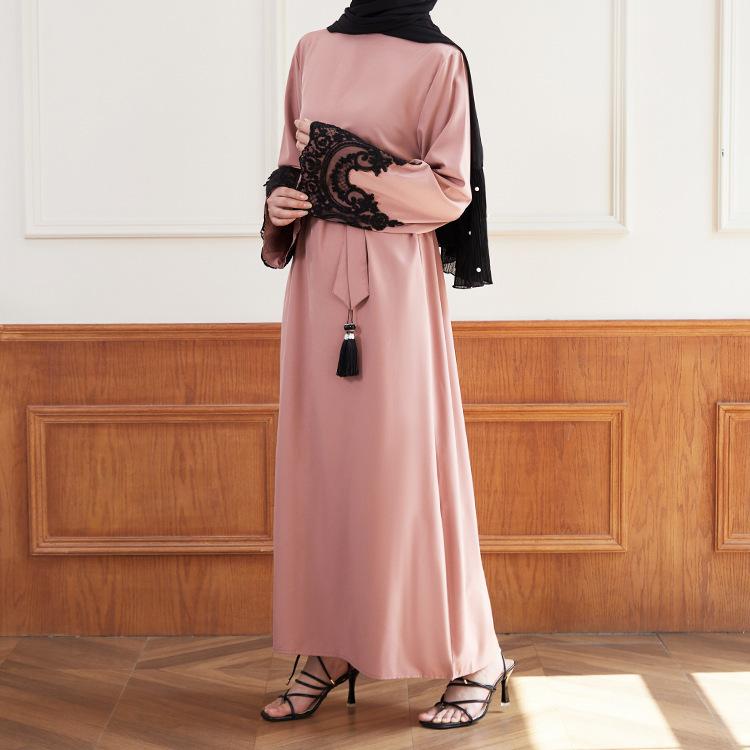 HASASERIES HS0627 Embroidered Sequin Cuff Robe