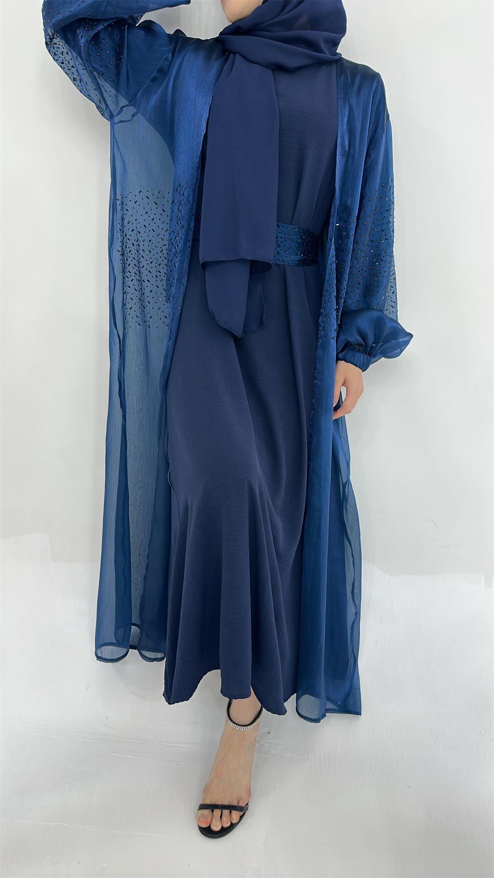 HASASERIES HS0932 3 Pcs Set Cardigan+Inner Dress+Hijab