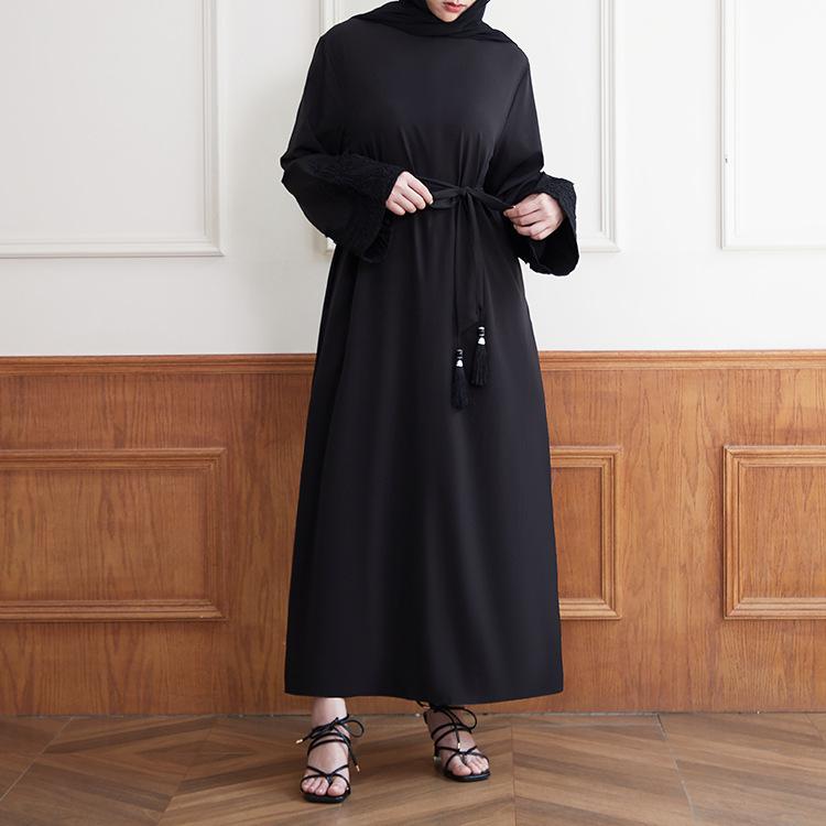 HASASERIES HS0627 Embroidered Sequin Cuff Robe