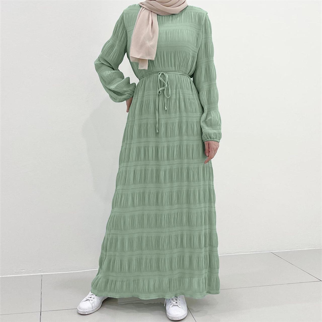 HASASERIES HS1049 Long Chiffon Pleated Dress