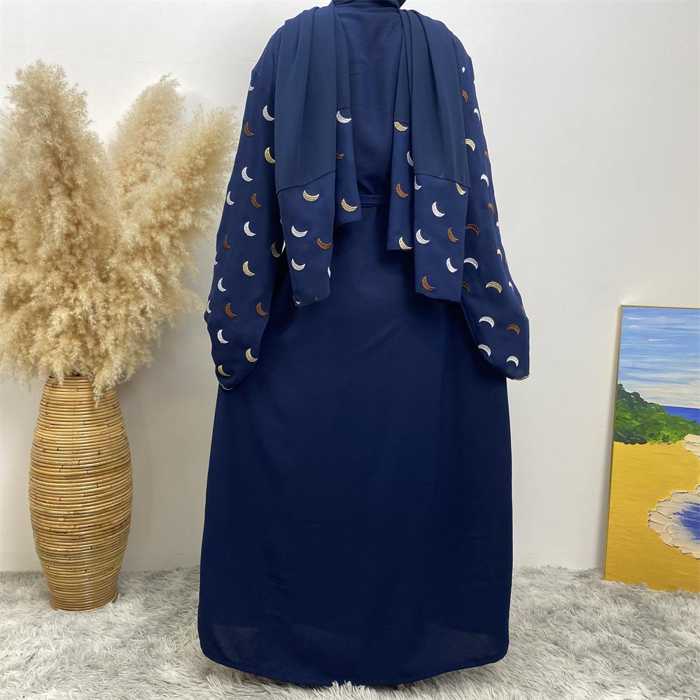 HASASERIES HS0927 Explosions Heavy Industry Embroidery Cardigan Abaya