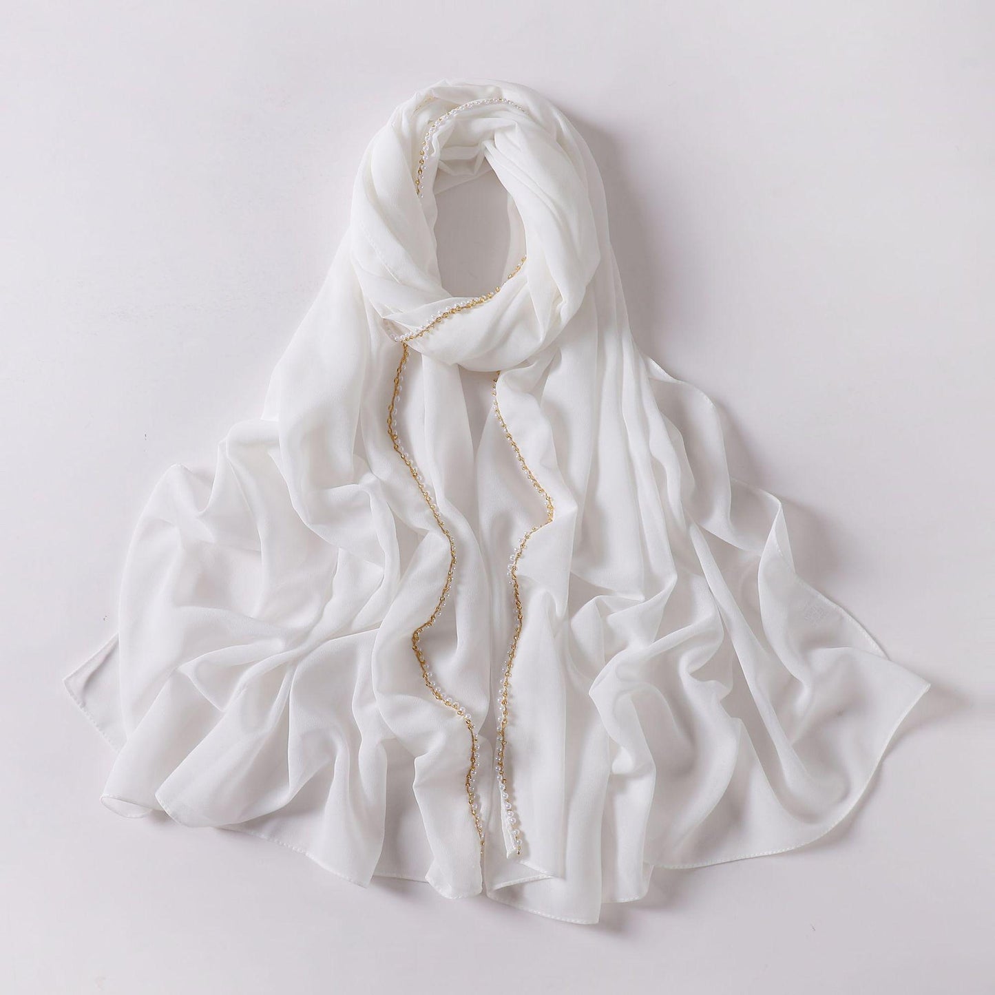 HASASERIES HS1116 Pearl Chiffon Headband Hijab