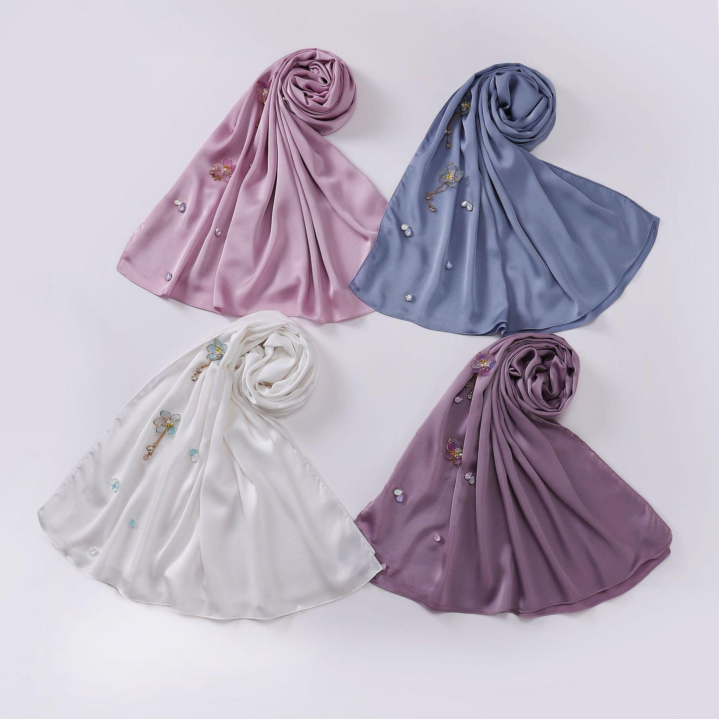 HASASERIES HS1115 Chiffon Handsewn Flower Headband Hijab