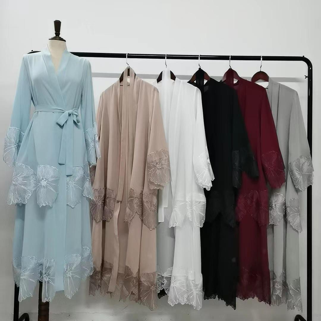HASASERIES HS1025 1pcs Lace Embroidery Double-Layer Cardigan