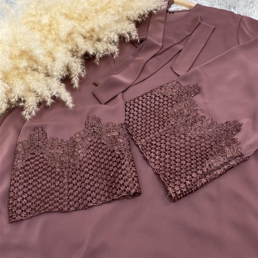 Robe longue en dentelle à la mode musulmane HASASERIES HS1084