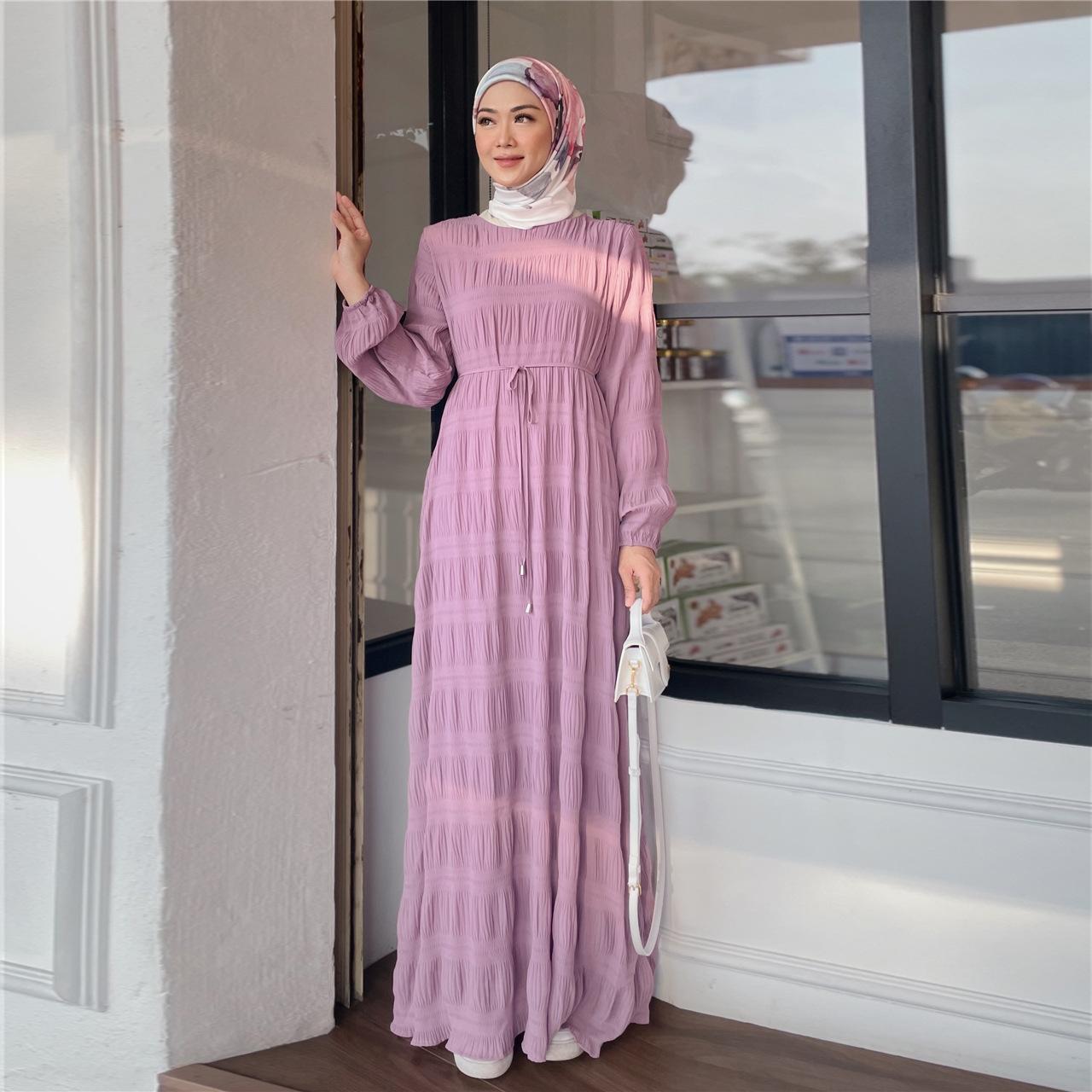 HASASERIES HS1049 Long Chiffon Pleated Dress