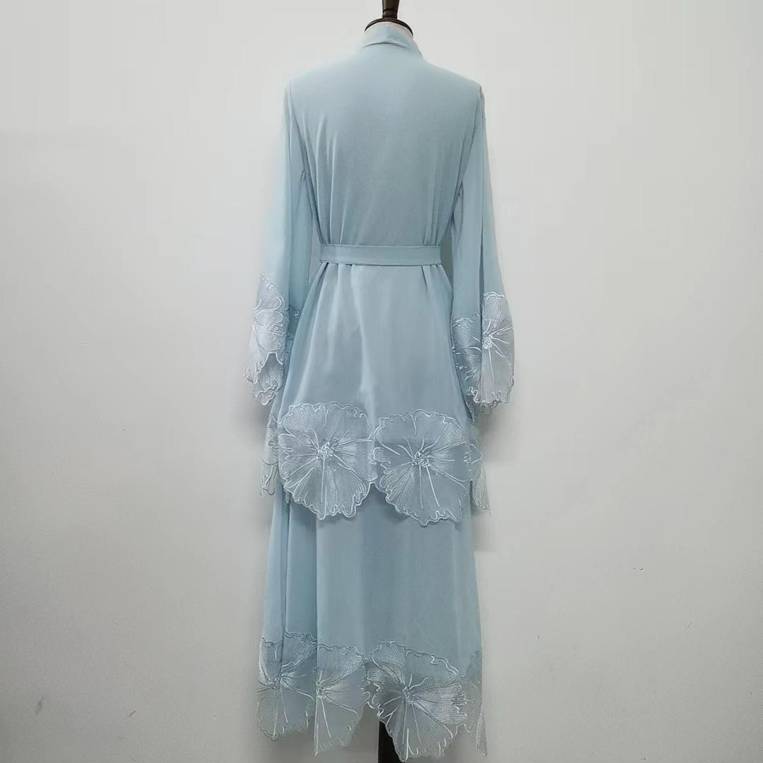 HASASERIES HS1025 1pcs Lace Embroidery Double-Layer Cardigan