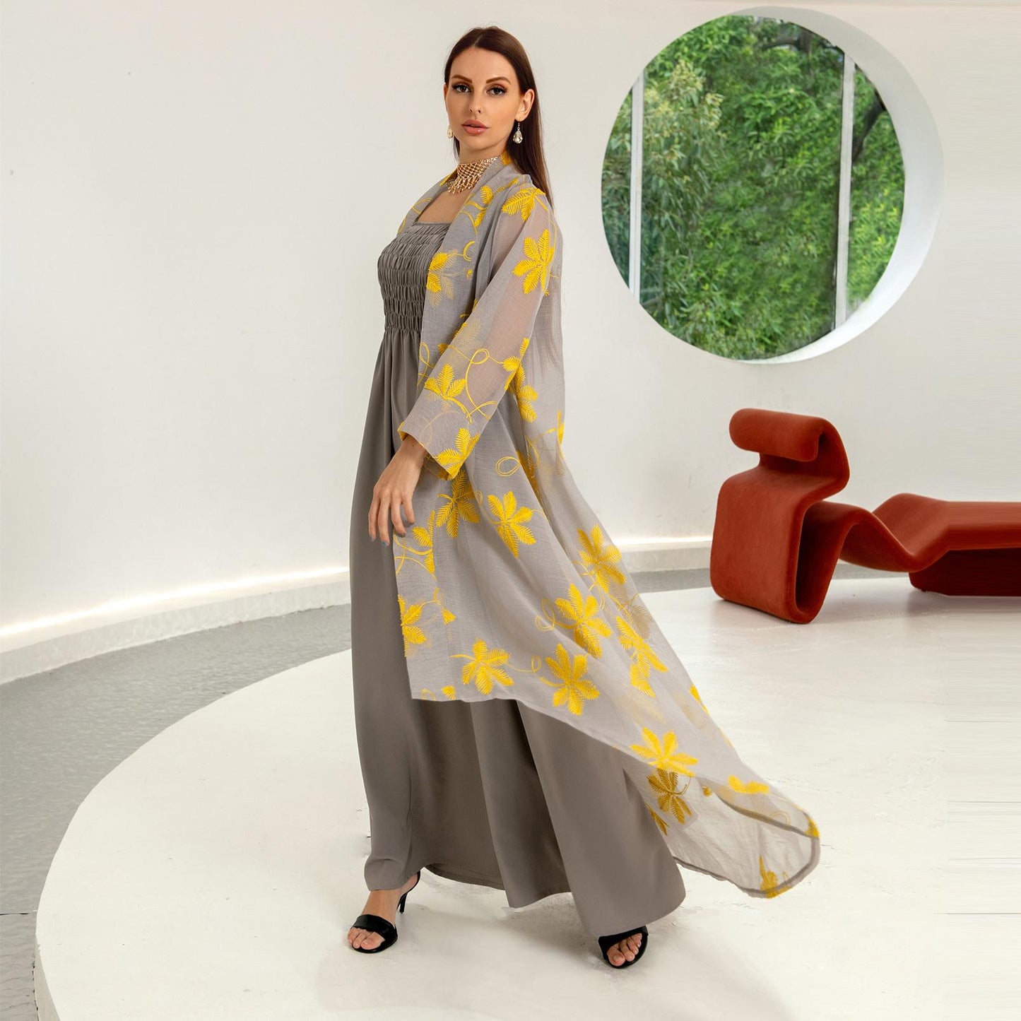 HASASERIES HS1076 2pcs Inner Dress with Cardigan