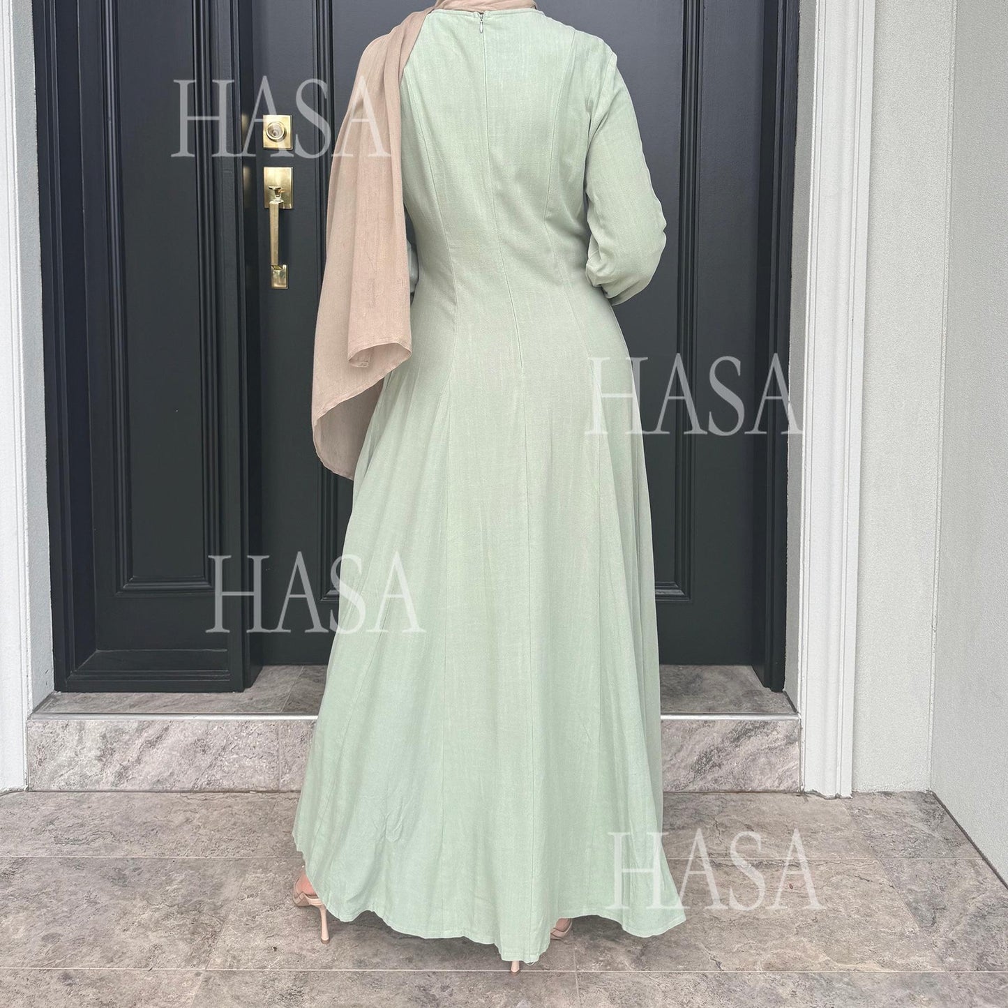 HASA HS5868 Solid Color Swing Comfortable Dress Robe Waist Cinching