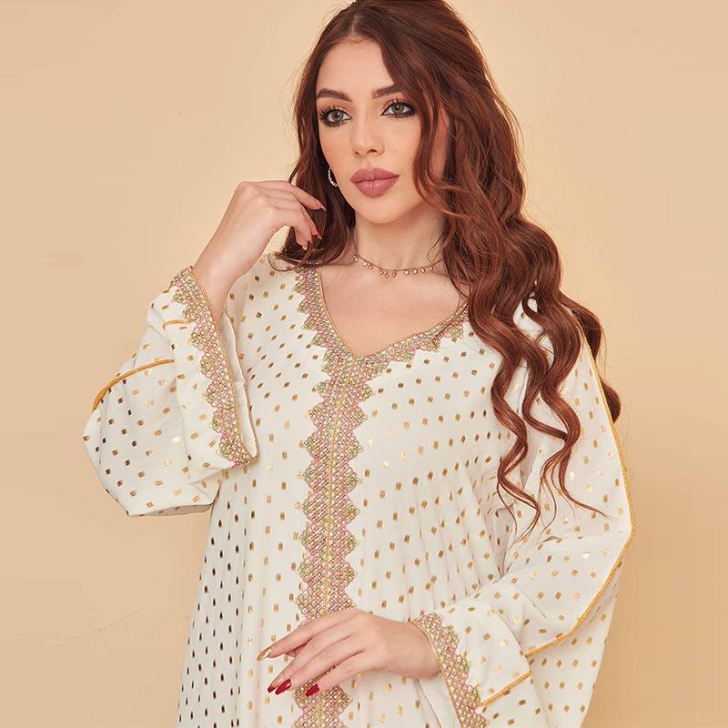 HS0442 Middle East Women's Clothing New Bronzing Muslim Dubai Robe
