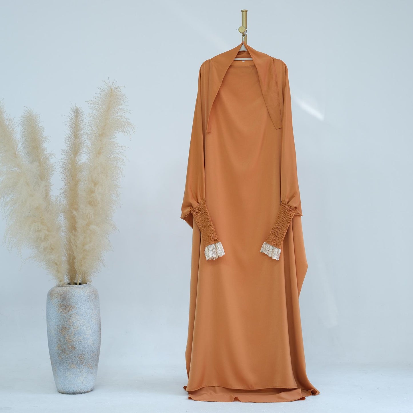 HASASERIES HS0721 Solid Color Robe Dress with A Large Swing