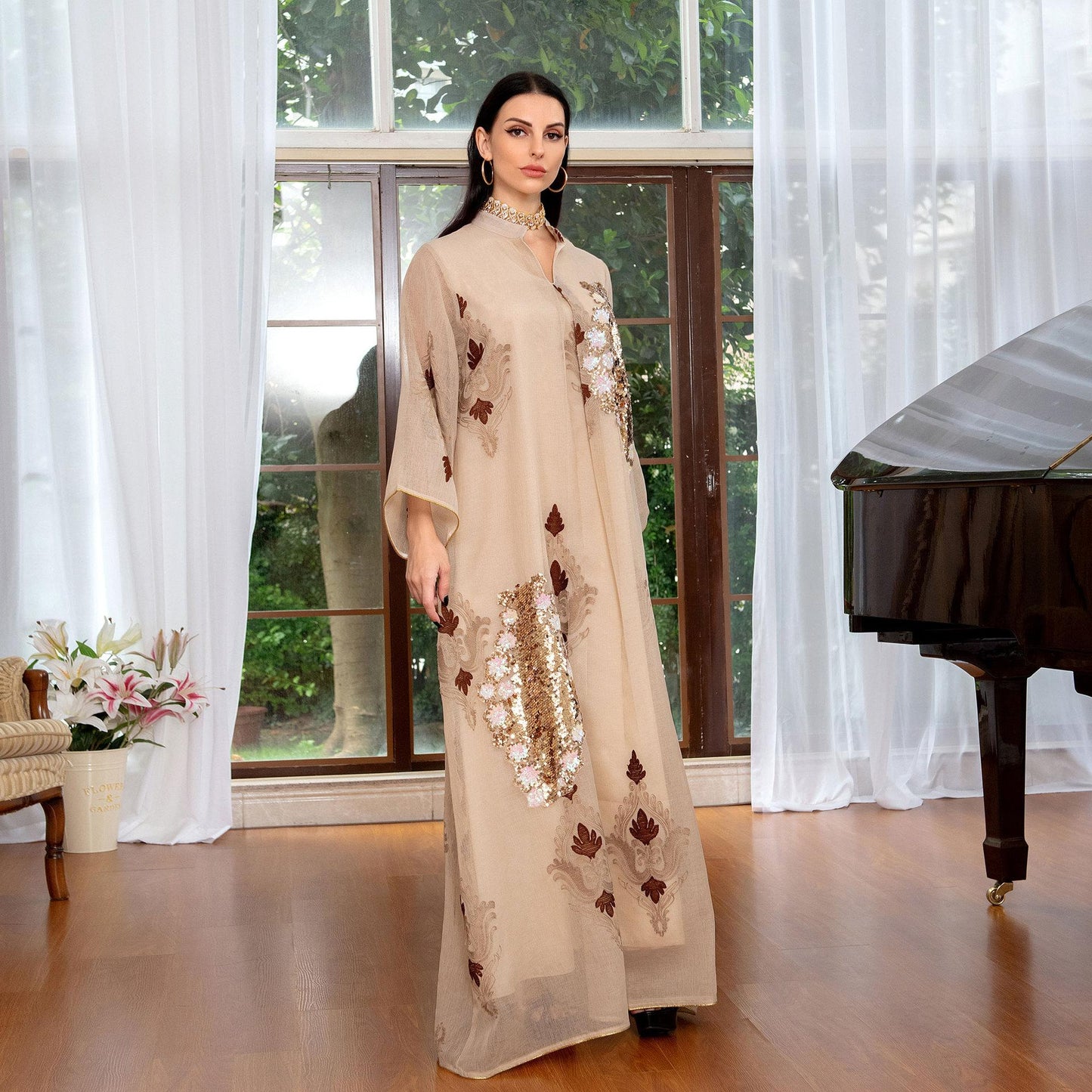 HASASERIES HS0443 Muslim Embroidered Dress
