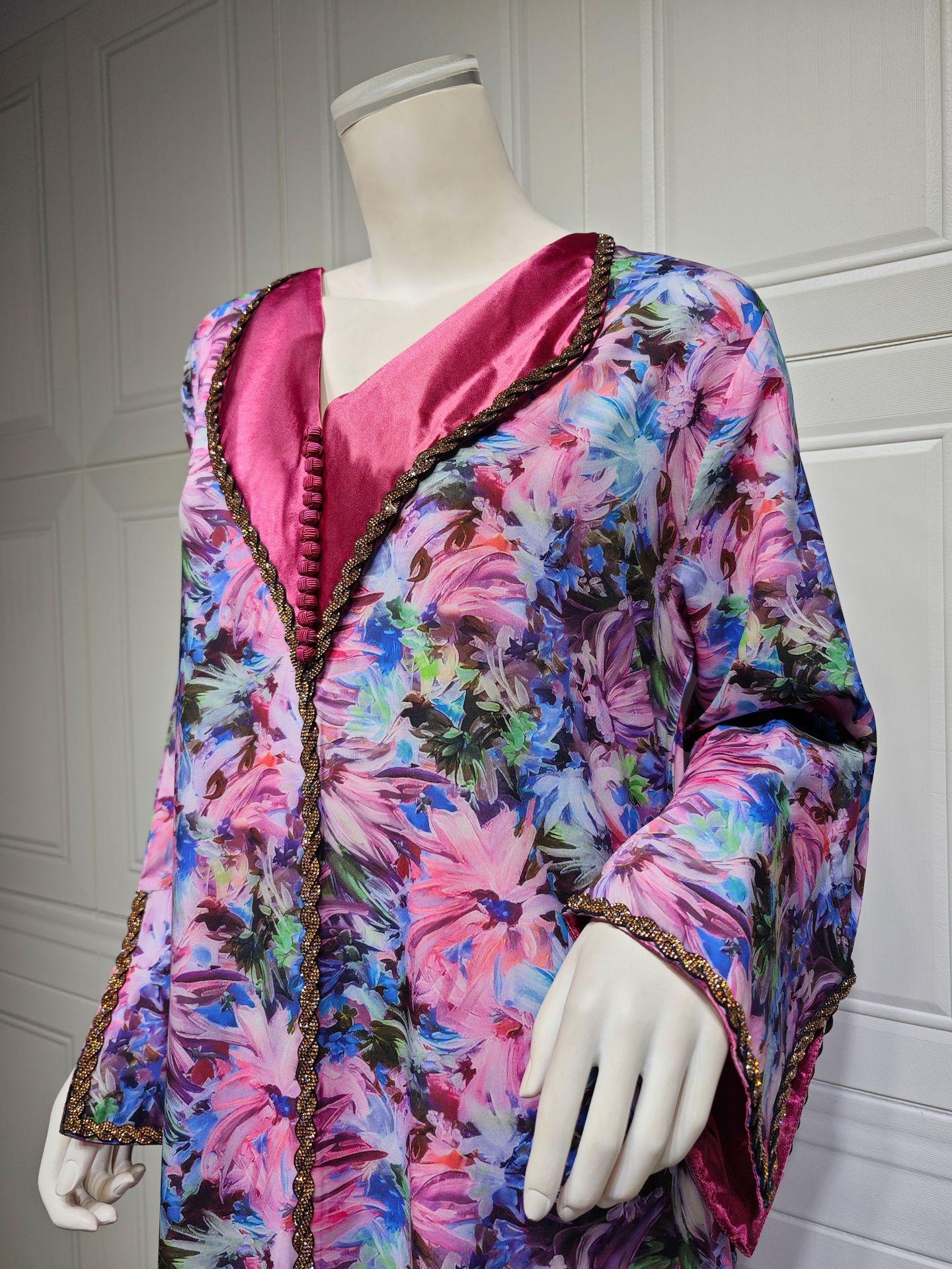 HASASERIES HS1070 Fashionable Printed Diamond Set Robe