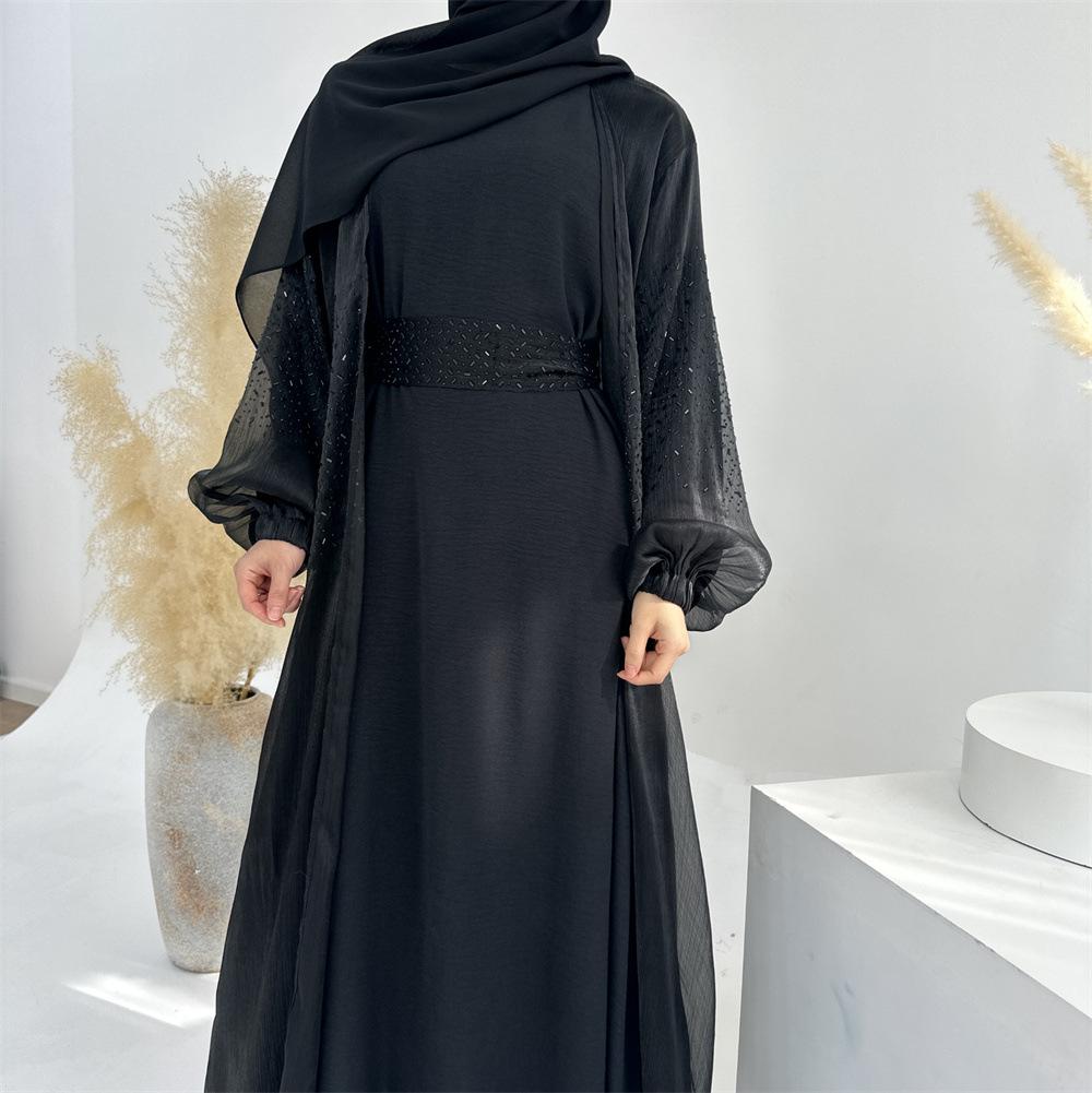 HASASERIES HS0932 3 Pcs Set Cardigan+Inner Dress+Hijab