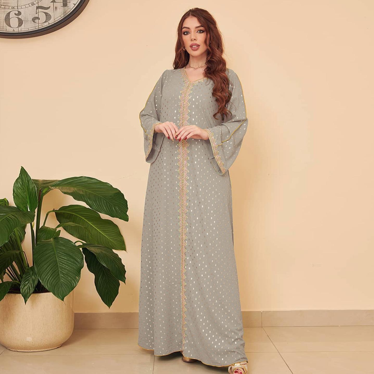 HS0442 Middle East Women's Clothing New Bronzing Muslim Dubai Robe
