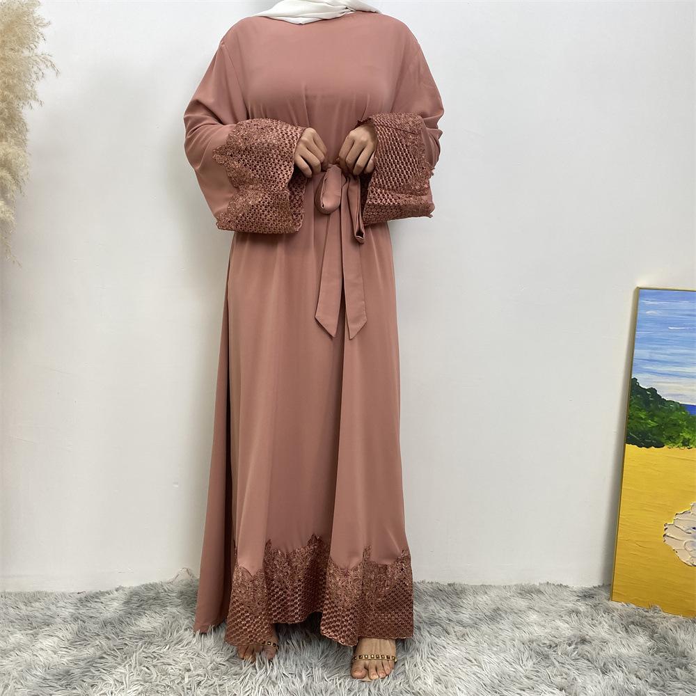 Robe longue en dentelle à la mode musulmane HASASERIES HS1084